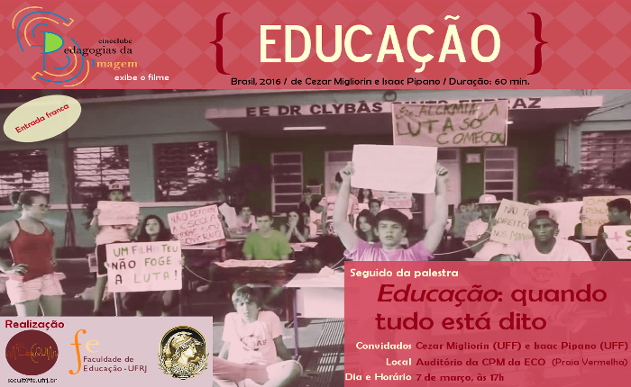 Cineclube Pedagogias da Imagem: Filme "Educação" (2016) + Palestra