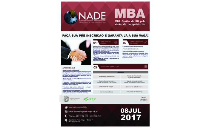 MBA Gestão de RH pela Visão de Competências - UFRJ/ PEP/ NADE