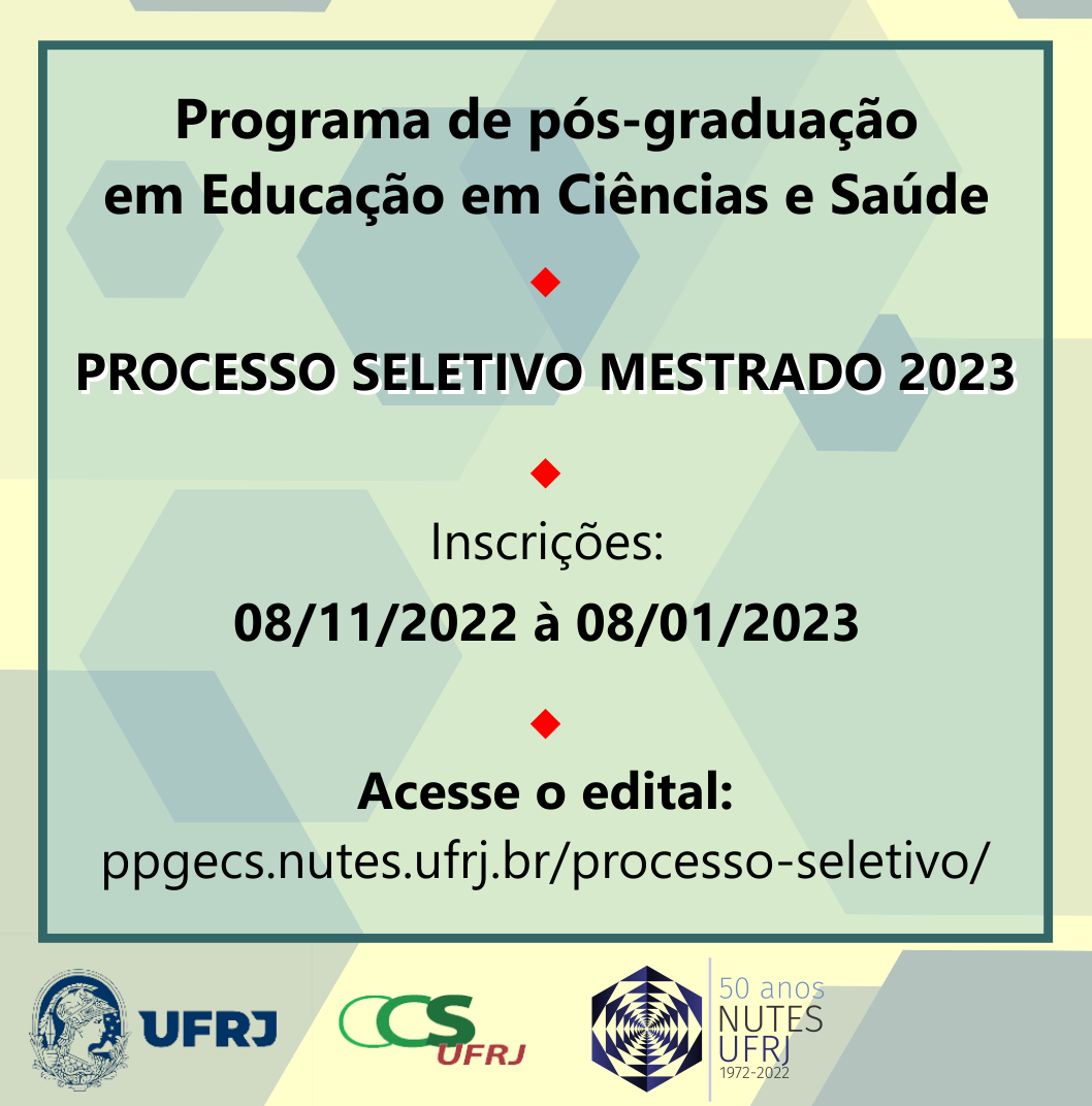 Seleção: mestrado em Educação em Ciências e Saúde (até 08/01/2023)