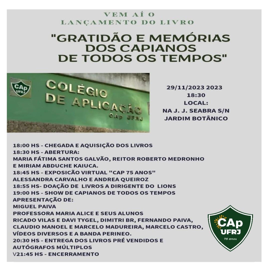 Lançamento livro "Gratidão e Memórias dos Capianos de Todos os Tempos"